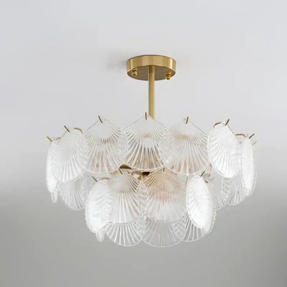Modern gold frost glass shell chandelier dining room led light