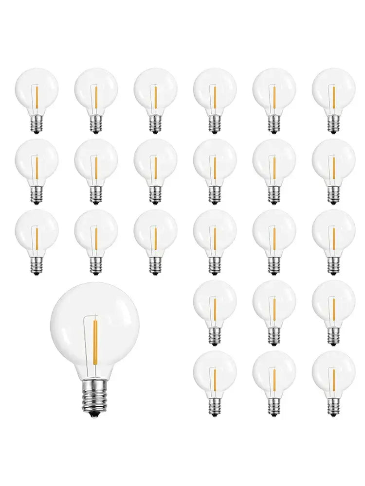 Clear glass led g40 e12 bulbs 25 pack outdoor garden decor