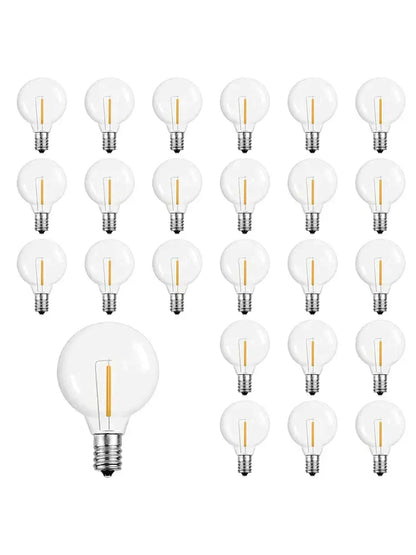 Clear glass led g40 e12 bulbs 25 pack outdoor garden decor