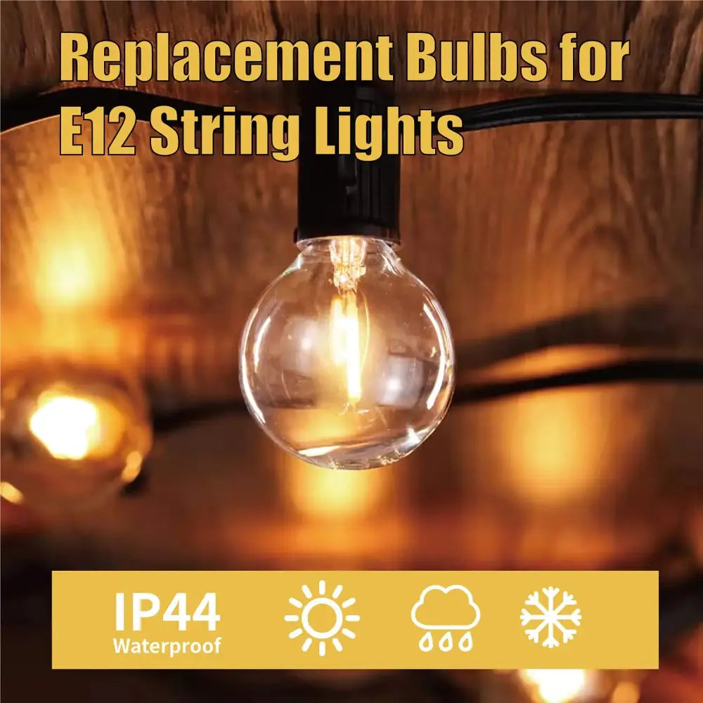 Clear glass led g40 e12 bulbs 25 pack outdoor garden decor