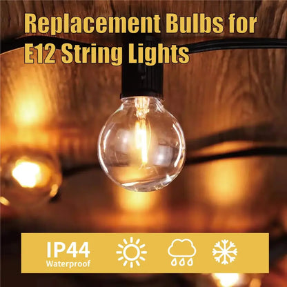 Clear glass led g40 e12 bulbs 25 pack outdoor garden decor