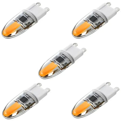 Warm white glass led g9 bulbs 5pcs set dining room lighting solution