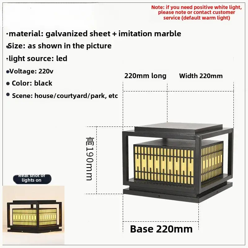 Modern black and gold led garden light outdoor landscape lantern