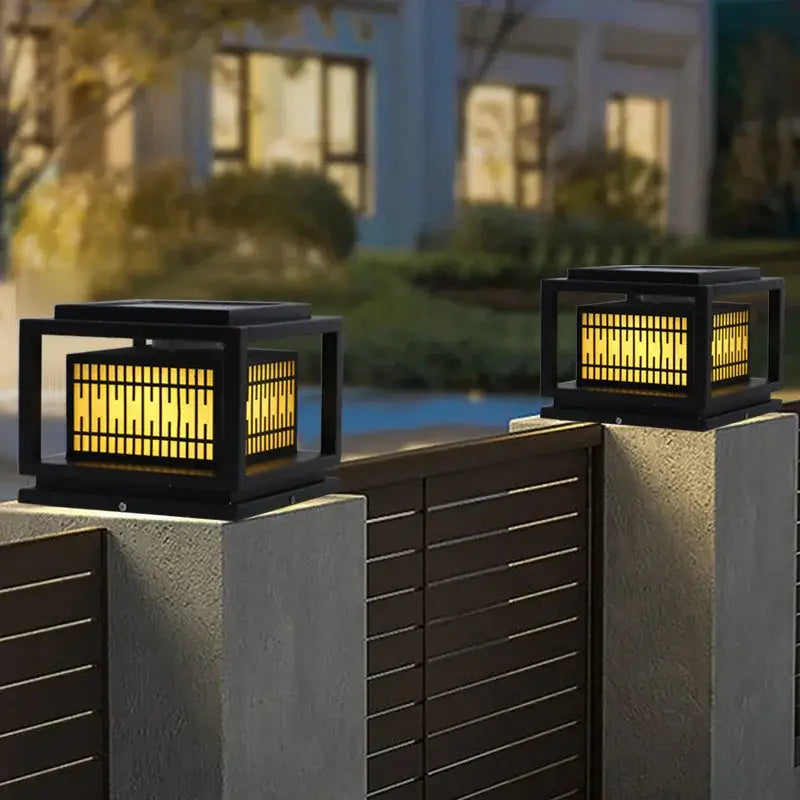 Modern black and gold led garden light outdoor landscape lantern