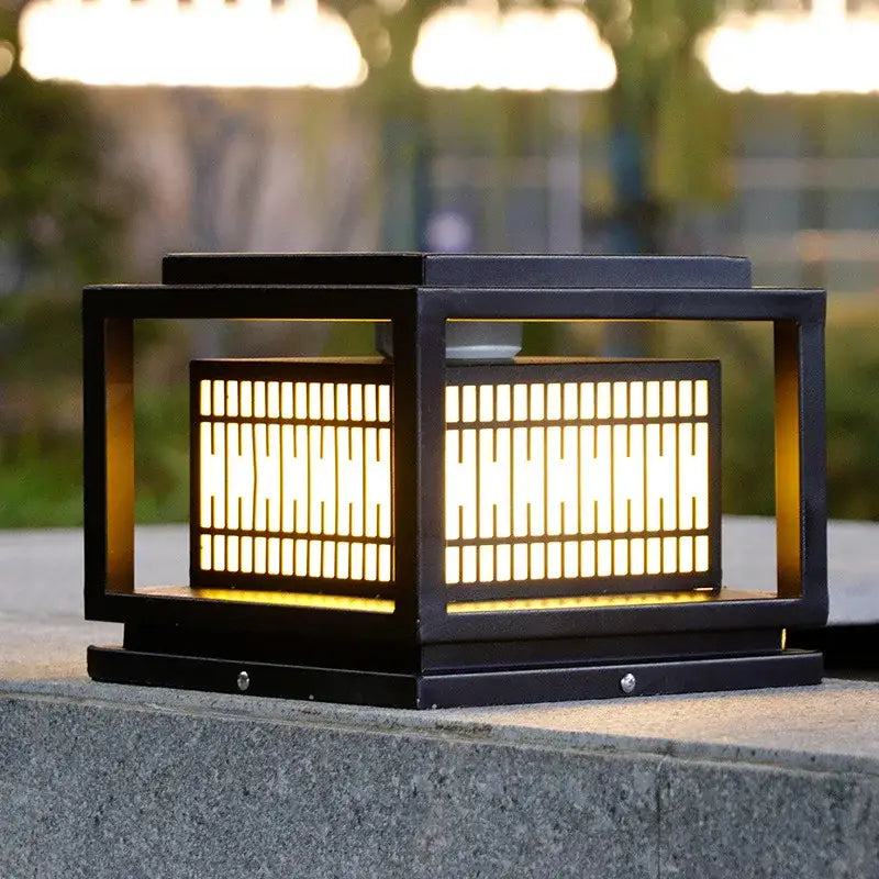 Modern black and gold led garden light outdoor landscape lantern
