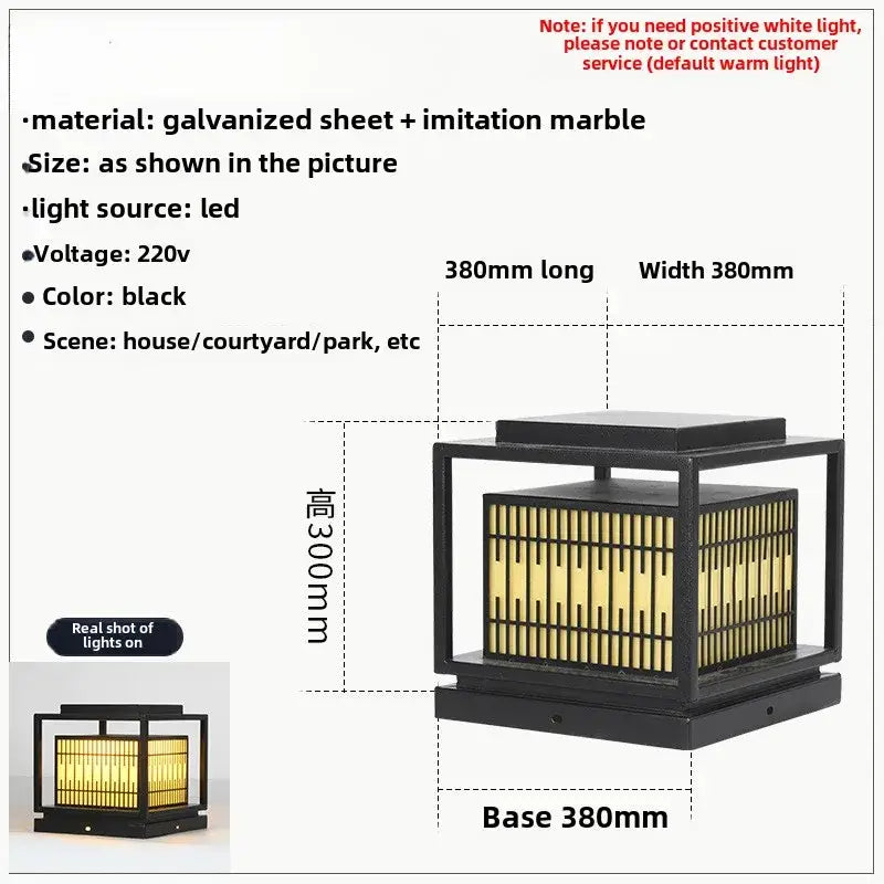 Modern black and gold led garden light outdoor landscape lantern
