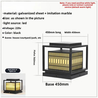 Modern black and gold led garden light outdoor landscape lantern