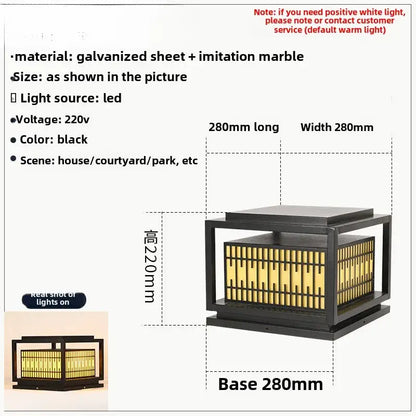 Modern black and gold led garden light outdoor landscape lantern