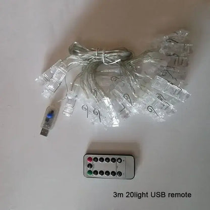 Warm white led garland photo clip string lights for bedroom decor