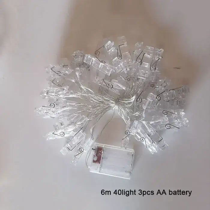Warm white led garland photo clip string lights for bedroom decor