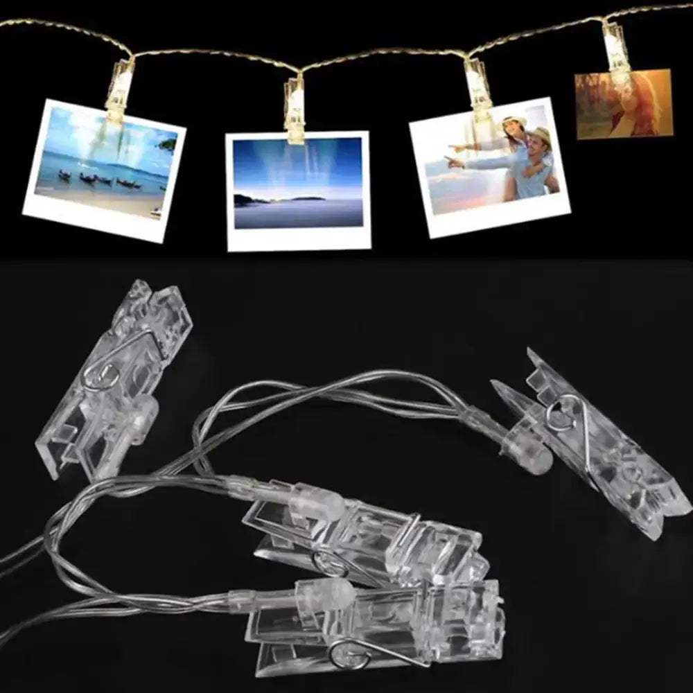 Warm white led garland photo clip string lights for bedroom decor