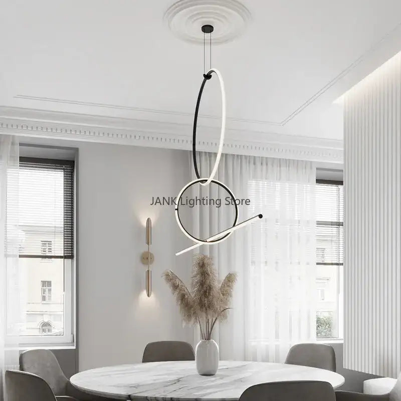 Modern black led geometric pendant lights for living room decor