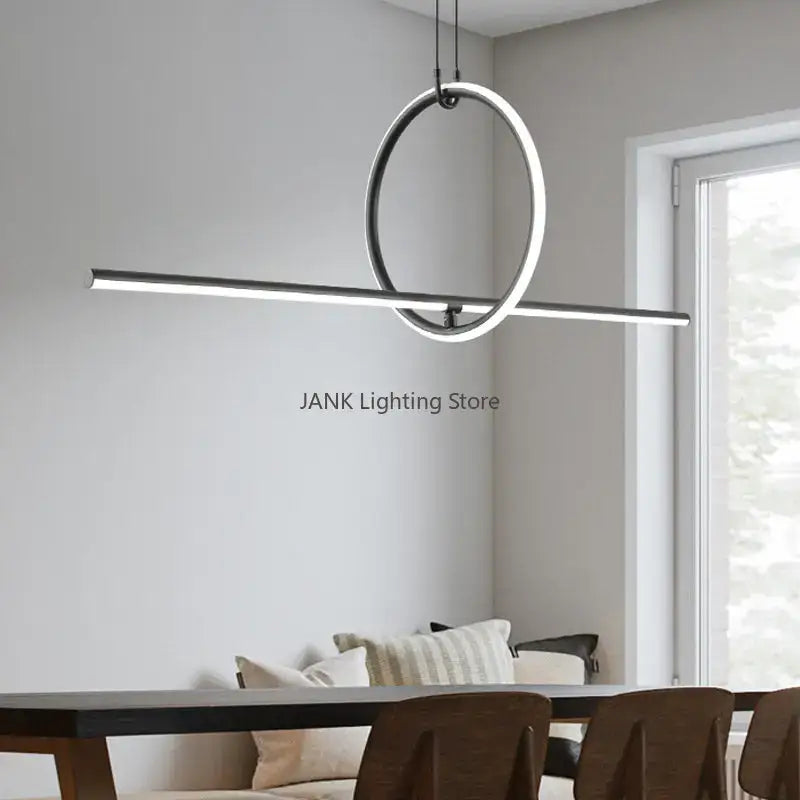 Modern black led geometric pendant lights for living room decor