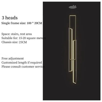 Modern black & gold led geometry stair chandelier