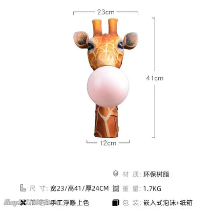 Modern whimsical orange giraffe wall lamp for bedroom decor