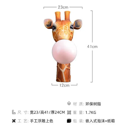 Modern whimsical orange giraffe wall lamp for bedroom decor