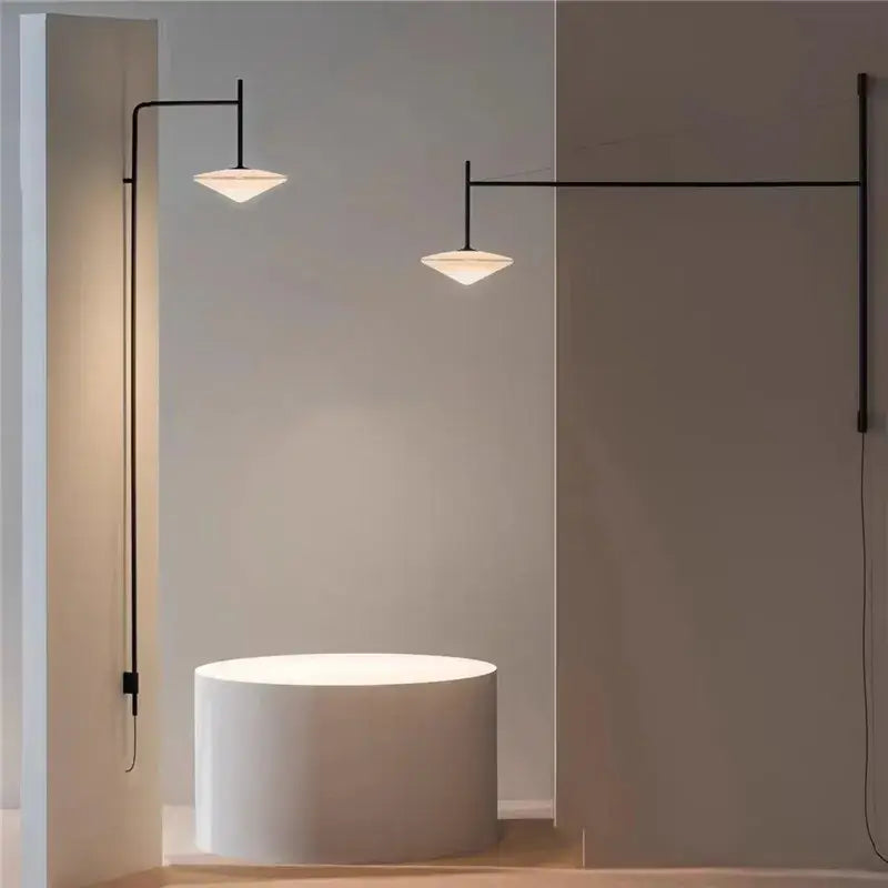 Minimalist black led glass wall lamp living room sconce