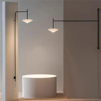 Minimalist black led glass wall lamp living room sconce