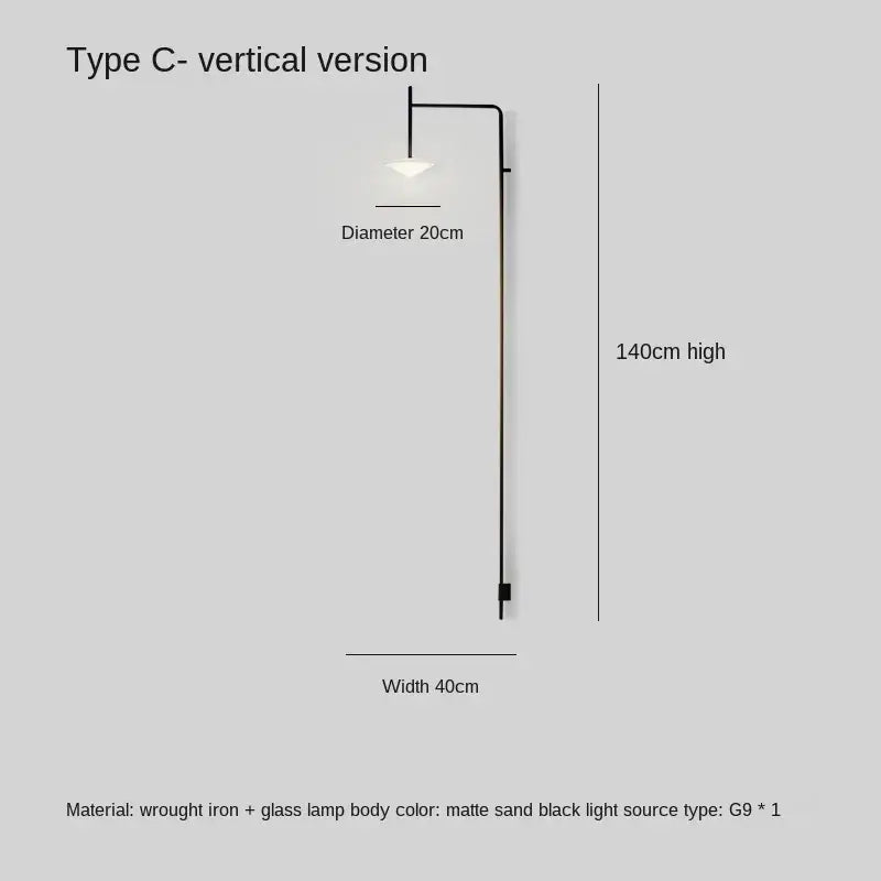 Minimalist black led glass wall lamp living room sconce