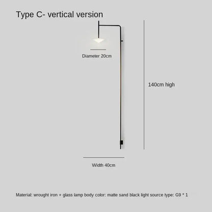 Minimalist black led glass wall lamp living room sconce
