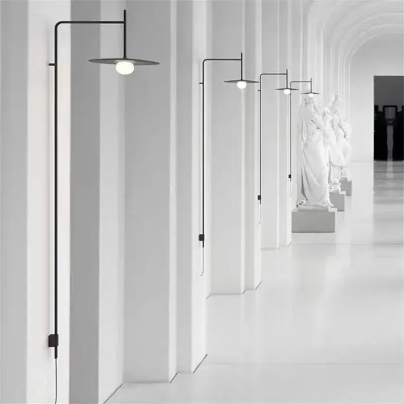 Minimalist black led glass wall lamp living room sconce