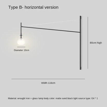 Minimalist black led glass wall lamp living room sconce