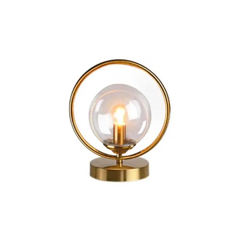 Modern brass ring led glass ball table lamp bedroom light