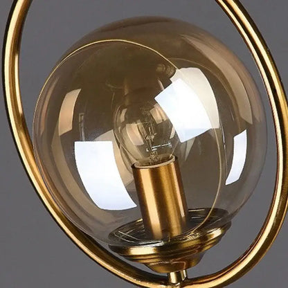 Modern brass ring led glass ball table lamp bedroom light
