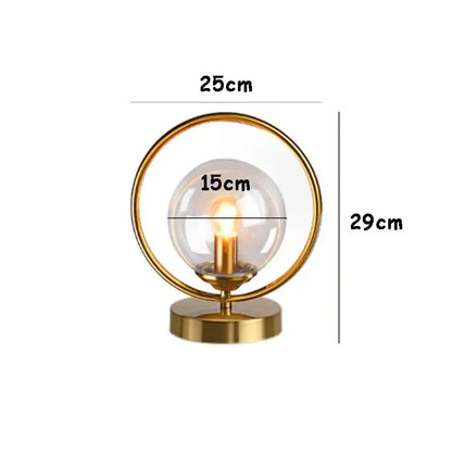 Modern brass ring led glass ball table lamp bedroom light