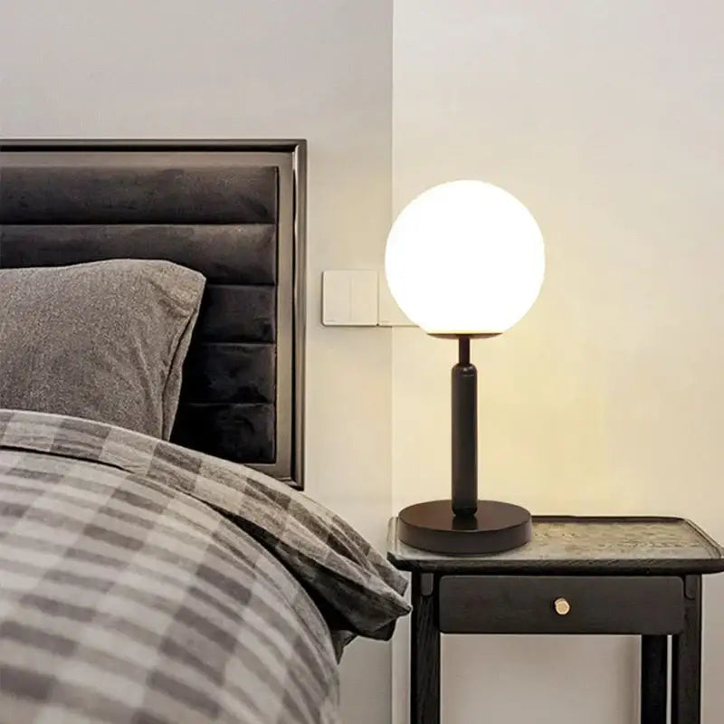 Modern black led glass ball table lamp bedroom light