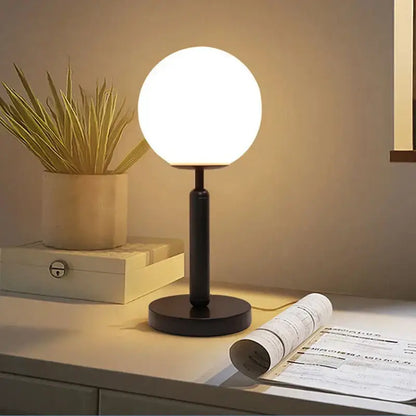 Modern black led glass ball table lamp bedroom light