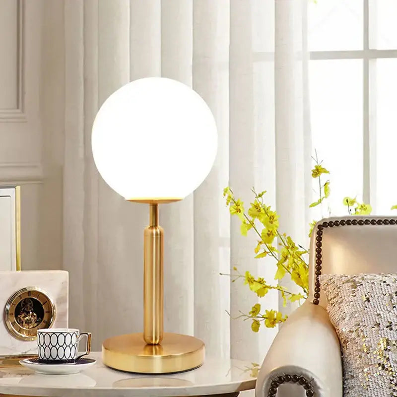 Modern black led glass ball table lamp bedroom light