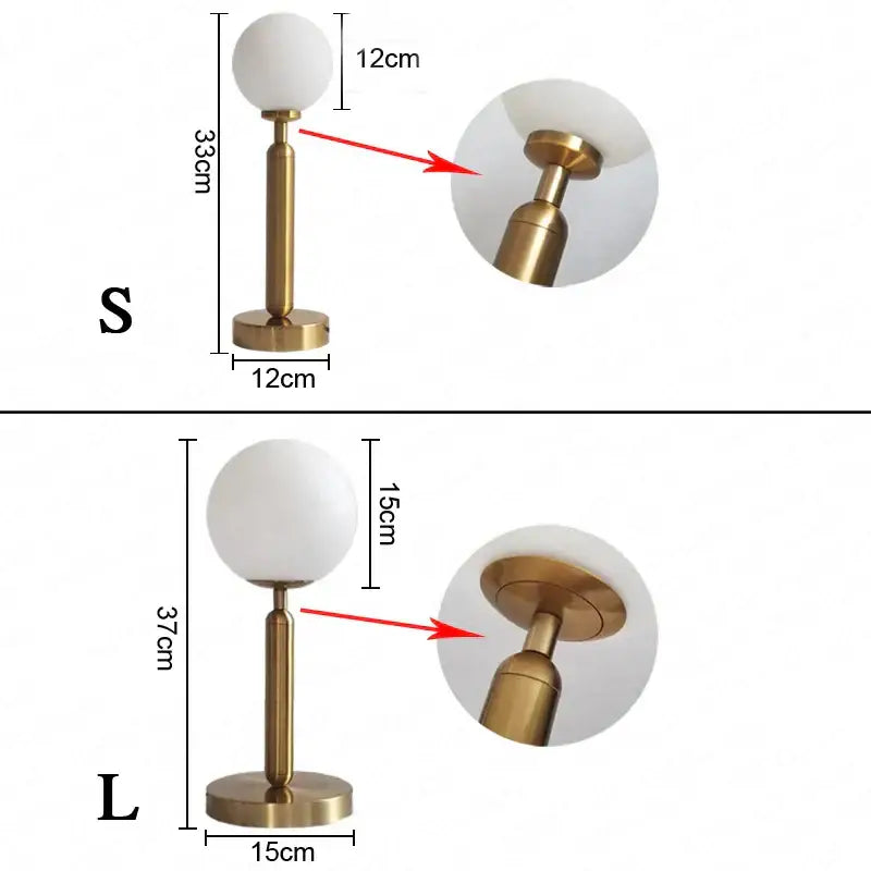 Modern black led glass ball table lamp bedroom light