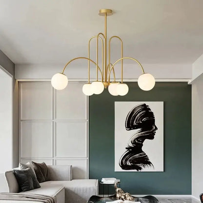 Modern gold led glass ball ceiling chandelier for dining room