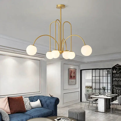 Modern gold led glass ball ceiling chandelier for dining room