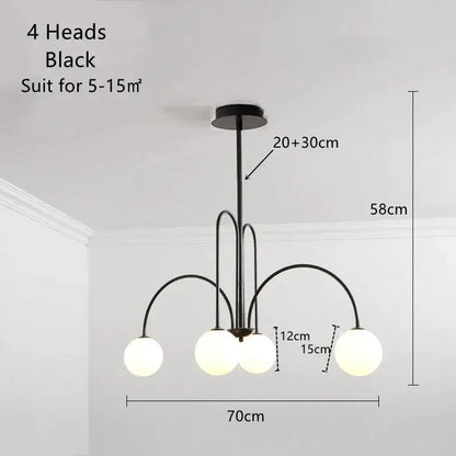 Modern gold led glass ball ceiling chandelier for dining room