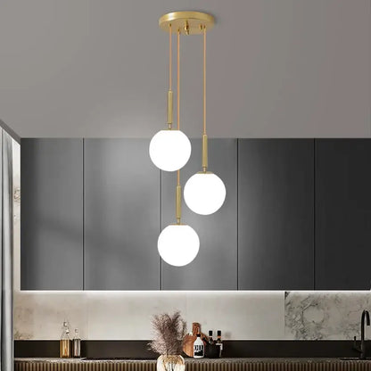 Modern gold glass ball chandelier dining room pendant light