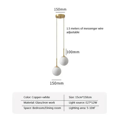 Modern gold led glass ball chandelier dining room pendant light