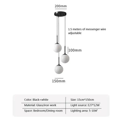 Modern gold led glass ball chandelier dining room pendant light
