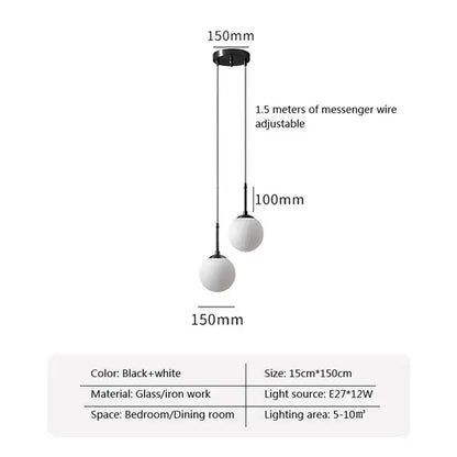 Modern gold led glass ball chandelier dining room pendant light