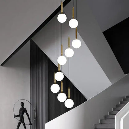 Modern black led glass ball chandelier living room pendant light