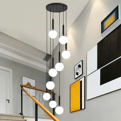Modern black led glass ball chandelier living room pendant light