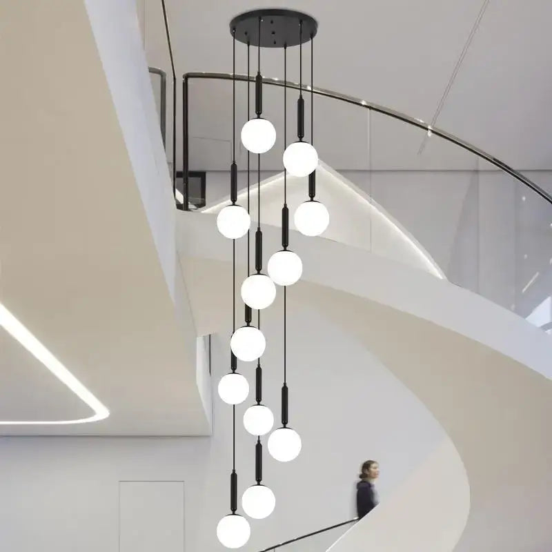 Modern black led glass ball chandelier living room pendant light