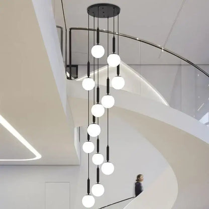 Modern black led glass ball chandelier living room pendant light