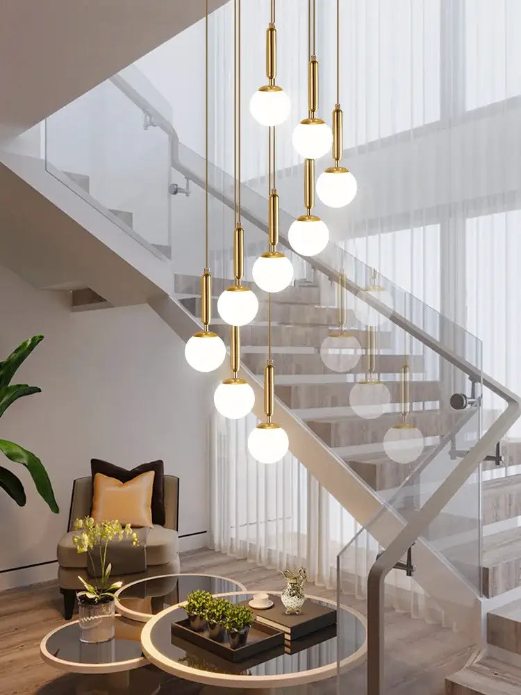 Modern black led glass ball chandelier living room pendant light