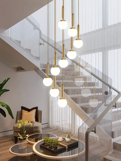 Modern black led glass ball chandelier living room pendant light