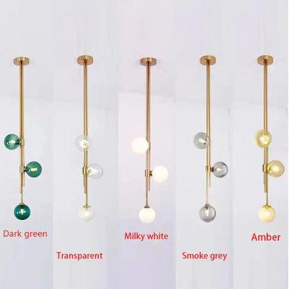 Modern emerald green glass ball pendant light brass dining room