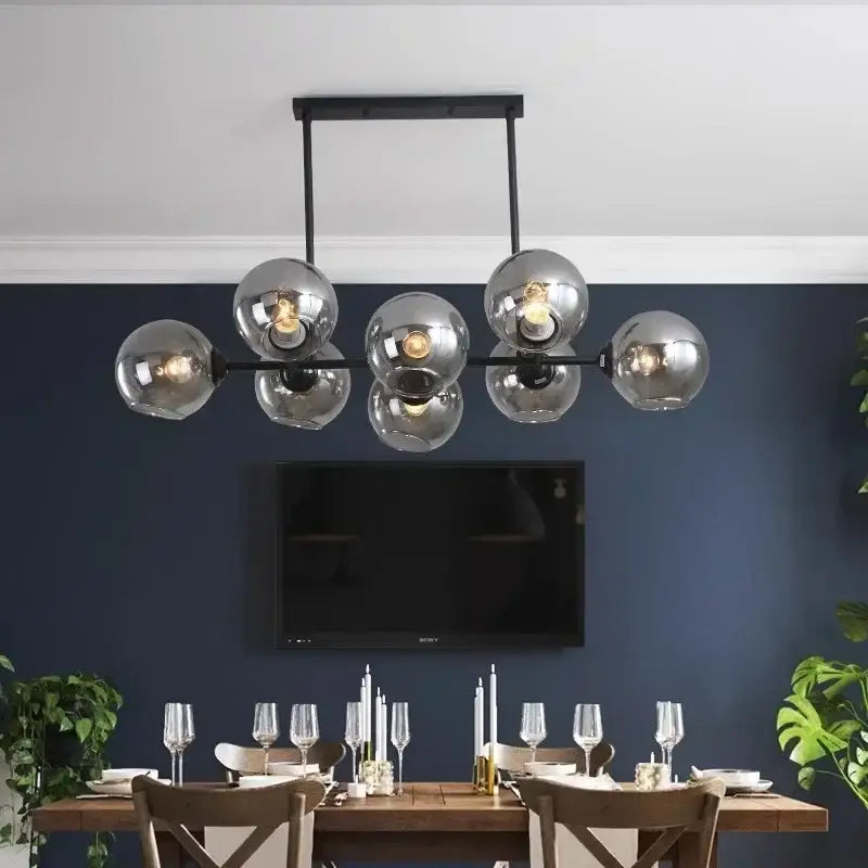 Modern black glass ball pendant light for dining room kitchen
