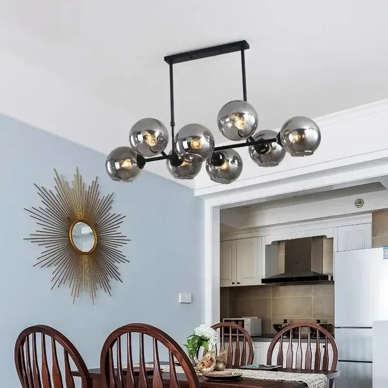 Modern black glass ball pendant light for dining room kitchen