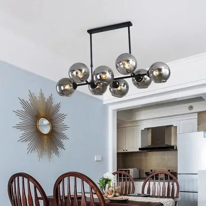 Modern black glass ball pendant light for dining room kitchen